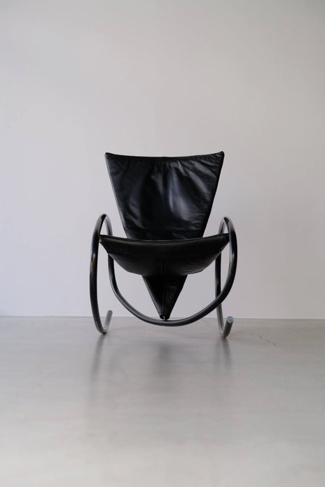 STEFAN HEILIGER<BR>LEATHER "LISA" ROCKING CHAIR