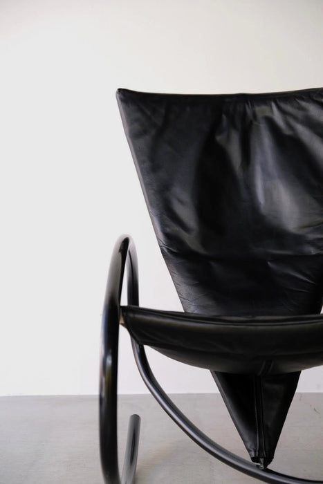 STEFAN HEILIGER<BR>LEATHER "LISA" ROCKING CHAIR