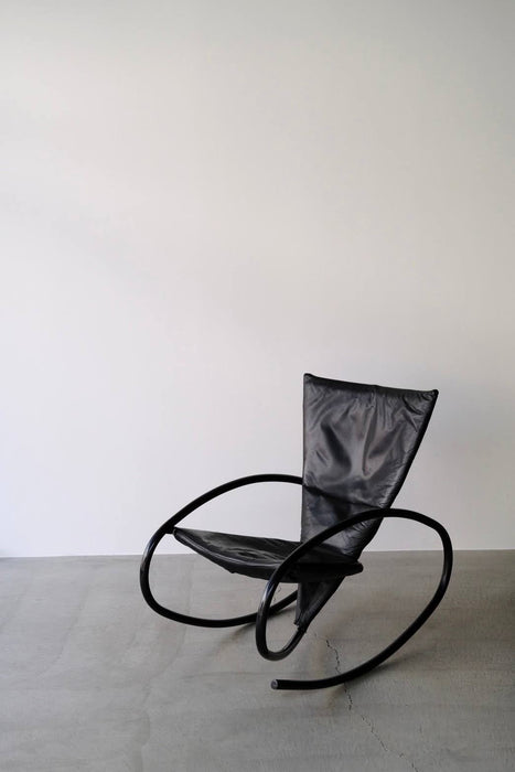 STEFAN HEILIGER<BR>LEATHER "LISA" ROCKING CHAIR