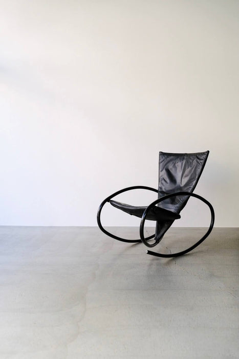 STEFAN HEILIGER<BR>LEATHER "LISA" ROCKING CHAIR