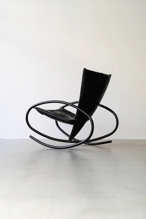 STEFAN HEILIGER<BR>LEATHER "LISA" ROCKING CHAIR