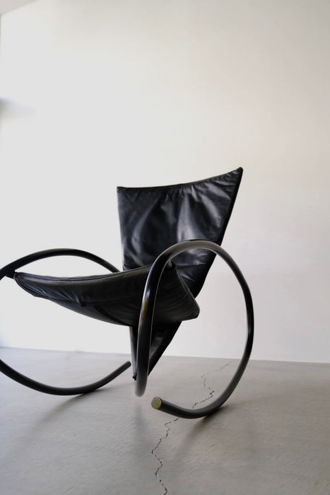 STEFAN HEILIGER<BR>LEATHER "LISA" ROCKING CHAIR