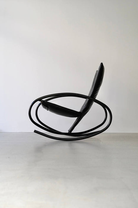 STEFAN HEILIGER<BR>LEATHER "LISA" ROCKING CHAIR