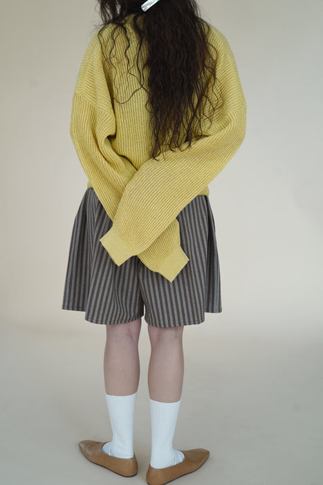 CRISTASEYA<br>WASHI PAPRE DROPSHOULDER CROPPED SWEATER<br>in YELLOW