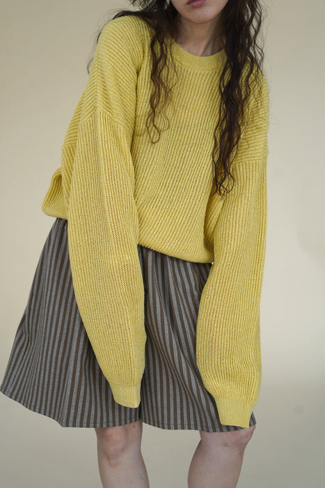 CRISTASEYA<br>WASHI PAPRE DROPSHOULDER CROPPED SWEATER<br>in YELLOW