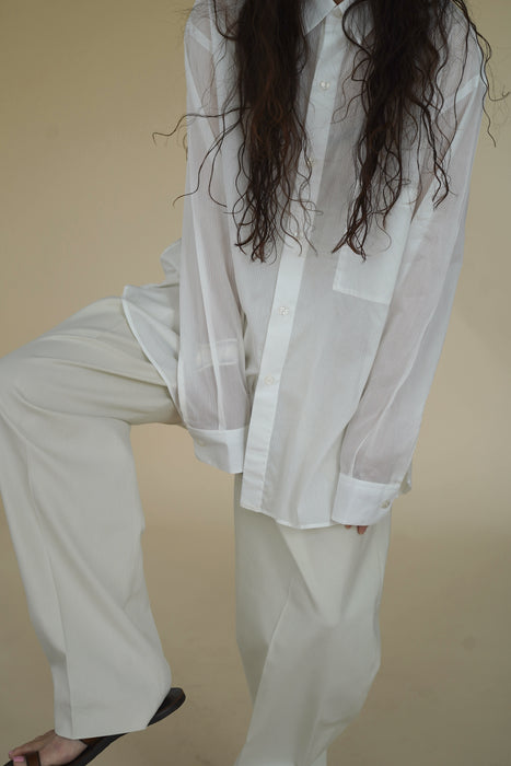 Salvatore Piccolo x CRISTASEYA<br>HANDMADE CLASSIC COLLAR SHIRT<br>in WHITE STRIPES<br><br>SOLD OUT