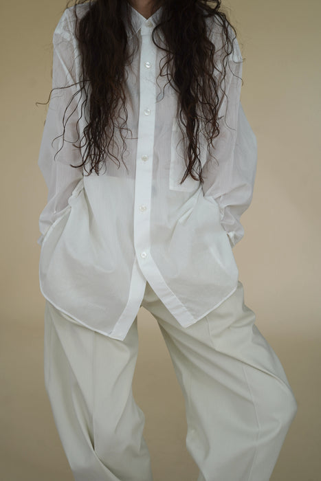 Salvatore Piccolo x CRISTASEYA<br>HANDMADE CLASSIC COLLAR SHIRT<br>in WHITE STRIPES<br><br>SOLD OUT