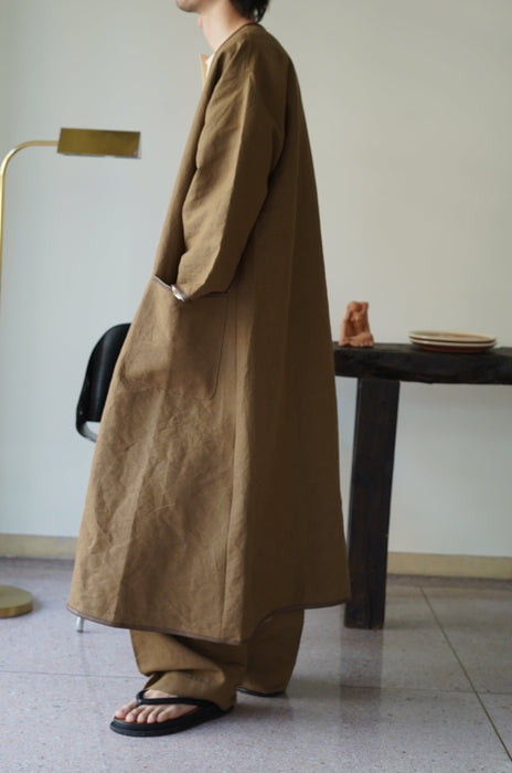 CRISTASEYA<br>COLLARLESS COAT WITH LEATHER PIPING