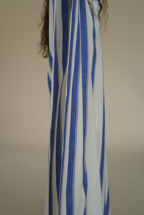 CRISTASEYA <br>MAXI CAFTAN<br>in WHITE WITH BLUE STRIPES