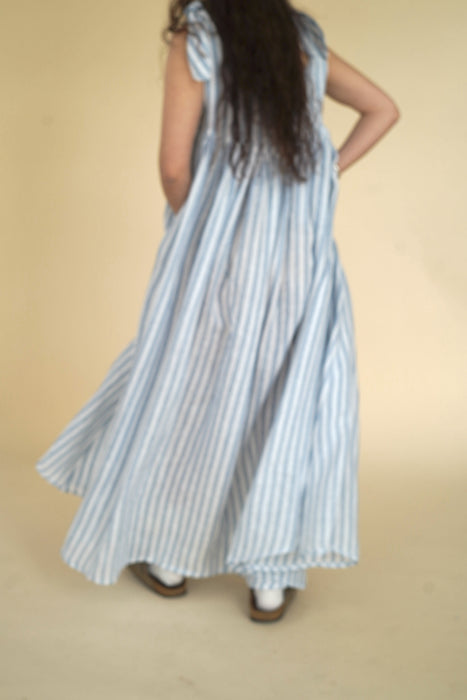 CRISTASEYA<br>MAXI DRESS WITH STRAPS<br>in STRIPED LIGHT BLUE