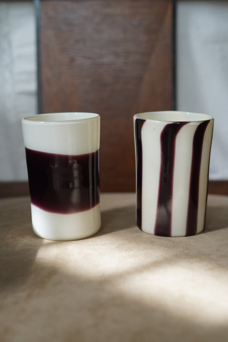 CRISTASEYA<br>MURANO GLASS <br>VERTICAL BLACK/WHITE STRIPES