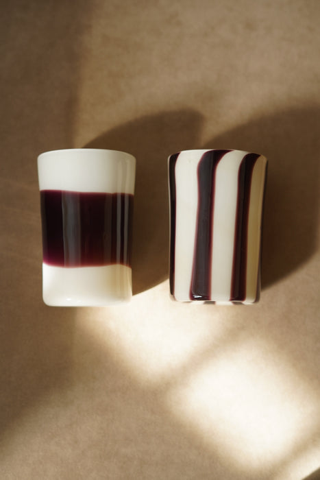 CRISTASEYA<br>MURANO GLASS <br>VERTICAL BLACK/WHITE STRIPES