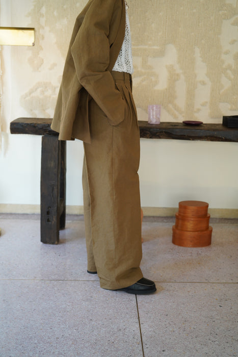 CRISTASEYA<br>DOUBLE PLEATED WIDE  TROUSERS