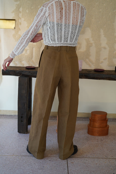 CRISTASEYA<br>DOUBLE PLEATED WIDE  TROUSERS