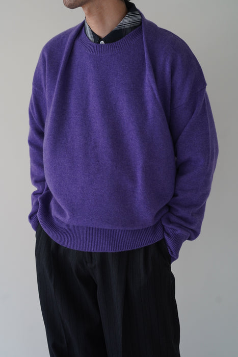 CRISTASEYA<br>OVERSIZED CASHMERE SWEATER WITH DRAPED COLLAR<br>in PURPLE