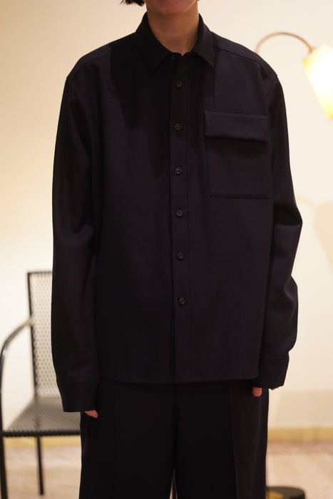 JONNLYNX<br>2way stretch wool shirts<br>in NAVY