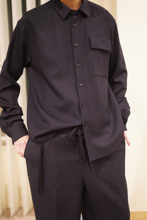 JONNLYNX<br>2way stretch wool shirts<br>in NAVY