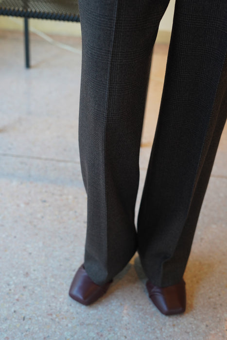 JONNLYNX<br>2way stretch wool pants<br>in CHECKED BROWN