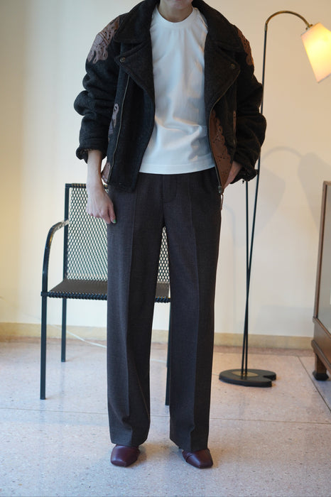 JONNLYNX<br>2way stretch wool pants<br>in CHECKED BROWN