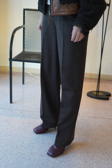 JONNLYNX<br>2way stretch wool pants<br>in CHECKED BROWN