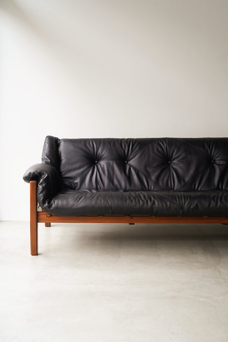 JEAN GILLON<BR>BRAZILIAN ROSEWOOD LEATHER SOFA<BR><BR>SOLD OUT