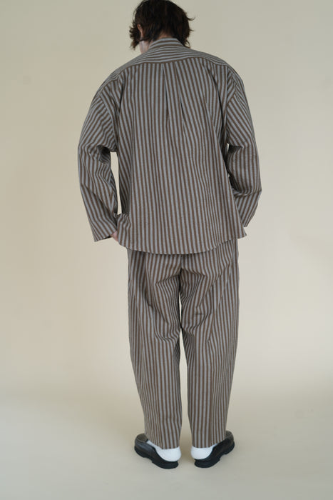 Salvatore Piccolo x CRISTASEYA<br>PYJAMA SHIRT<br>in BROWN STRIPES