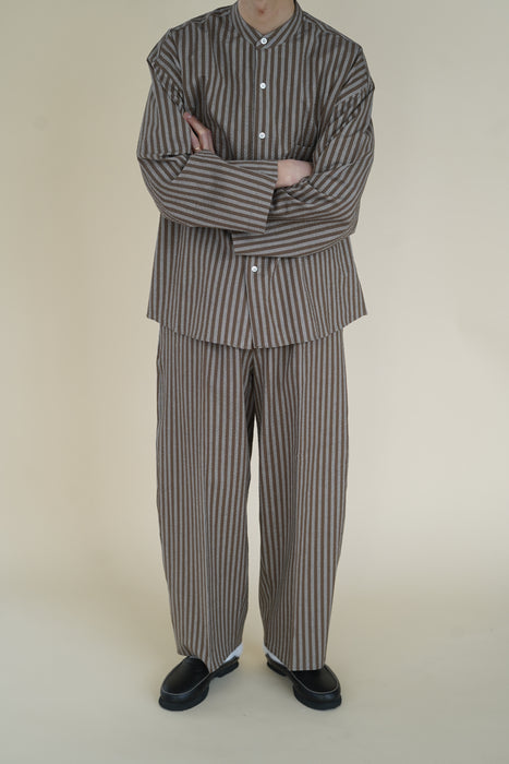 Salvatore Piccolo x CRISTASEYA<br>PYJAMA SHIRT<br>in BROWN STRIPES