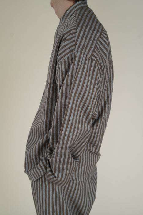 Salvatore Piccolo x CRISTASEYA<br>PYJAMA SHIRT<br>in BROWN STRIPES