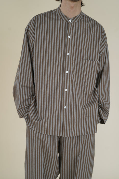 Salvatore Piccolo x CRISTASEYA<br>PYJAMA SHIRT<br>in BROWN STRIPES