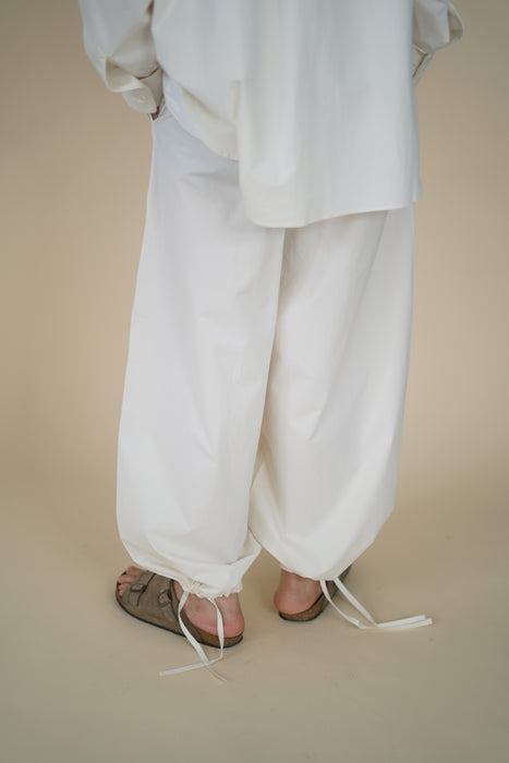 CRISTASEYA<br>MAXI LARGE PANTS WITH DRAWSTRINGS<br>in ECRU