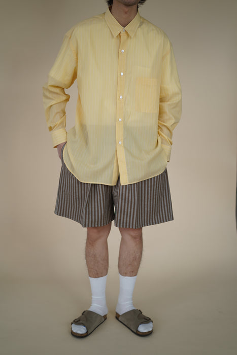 Salvatore  Piccolo x CRISTASEYA<br>HANDMADE CLASSIC COLLAR SHIRT<br>in YELLOW WITH WHITE STRIPES