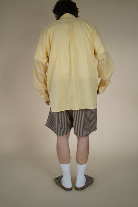 Salvatore  Piccolo x CRISTASEYA<br>HANDMADE CLASSIC COLLAR SHIRT<br>in YELLOW WITH WHITE STRIPES