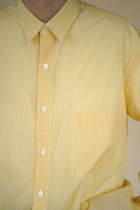 Salvatore  Piccolo x CRISTASEYA<br>HANDMADE CLASSIC COLLAR SHIRT<br>in YELLOW WITH WHITE STRIPES