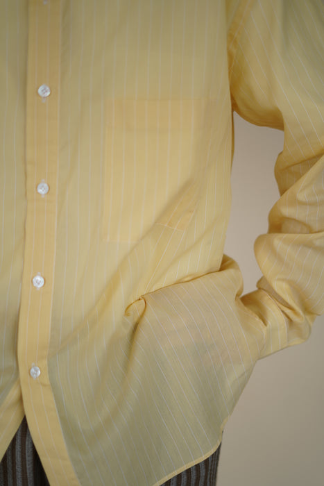 Salvatore  Piccolo x CRISTASEYA<br>HANDMADE CLASSIC COLLAR SHIRT<br>in YELLOW WITH WHITE STRIPES