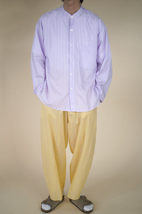 Salvatore Piccolo x CRISTASEYA<br>PYJAMA SHIRT<br>in MAUVE WITH WHITE STRIPES