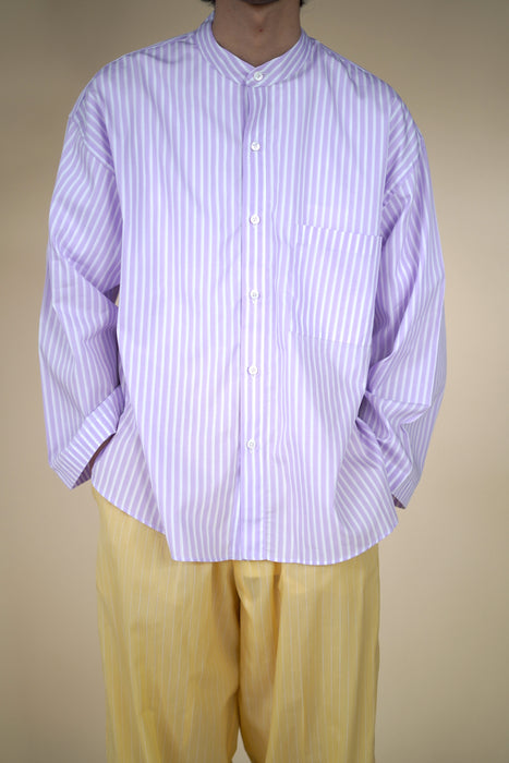 Salvatore Piccolo x CRISTASEYA<br>PYJAMA SHIRT<br>in MAUVE WITH WHITE STRIPES