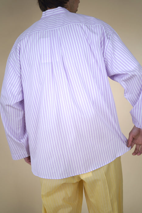 Salvatore Piccolo x CRISTASEYA<br>PYJAMA SHIRT<br>in MAUVE WITH WHITE STRIPES