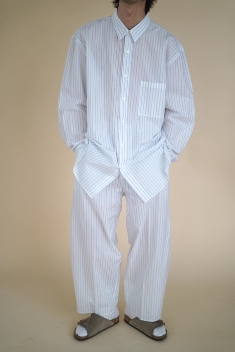 CRISTASEYA<br>MOROCCAN PYJAMA PANTS<br>in WHITE WITH BLUE STRIPES