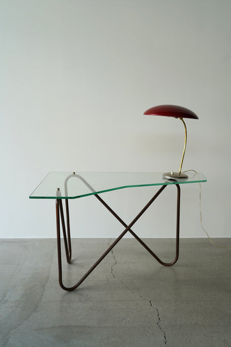 VINTAGE GLASS AND COPPER COFFEE TABLE<BR><BR>SOLD OUT