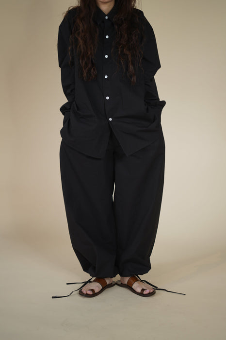 CRISTASEYA<br>MAXI LARGE PANTS WITH DRAWSTRINGS<br>in BLACK