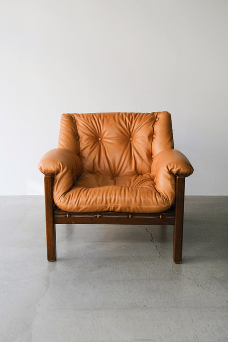 JEAN GILLON<BR>BRAZILIAN ROSEWOOD LOUNGE CHAIR<BR>LIGHT BROWN