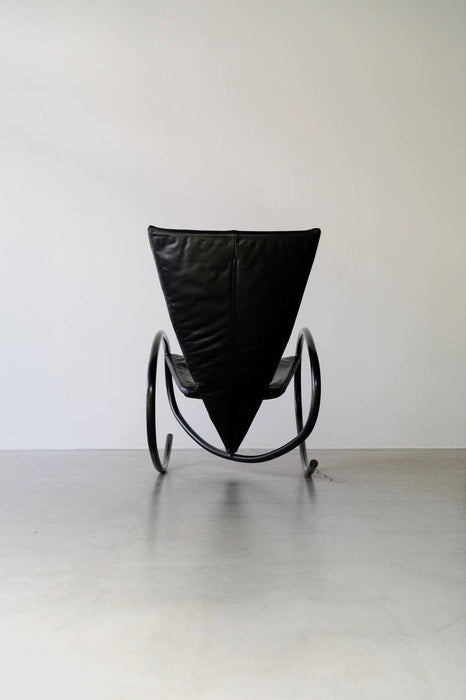 STEFAN HEILIGER<BR>LEATHER "LISA" ROCKING CHAIR